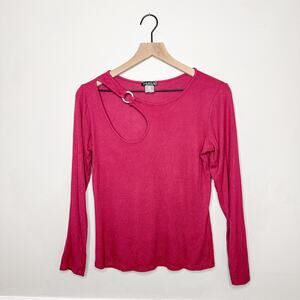 Venus Maroon Cut-Out Long Sleeve Knit Top